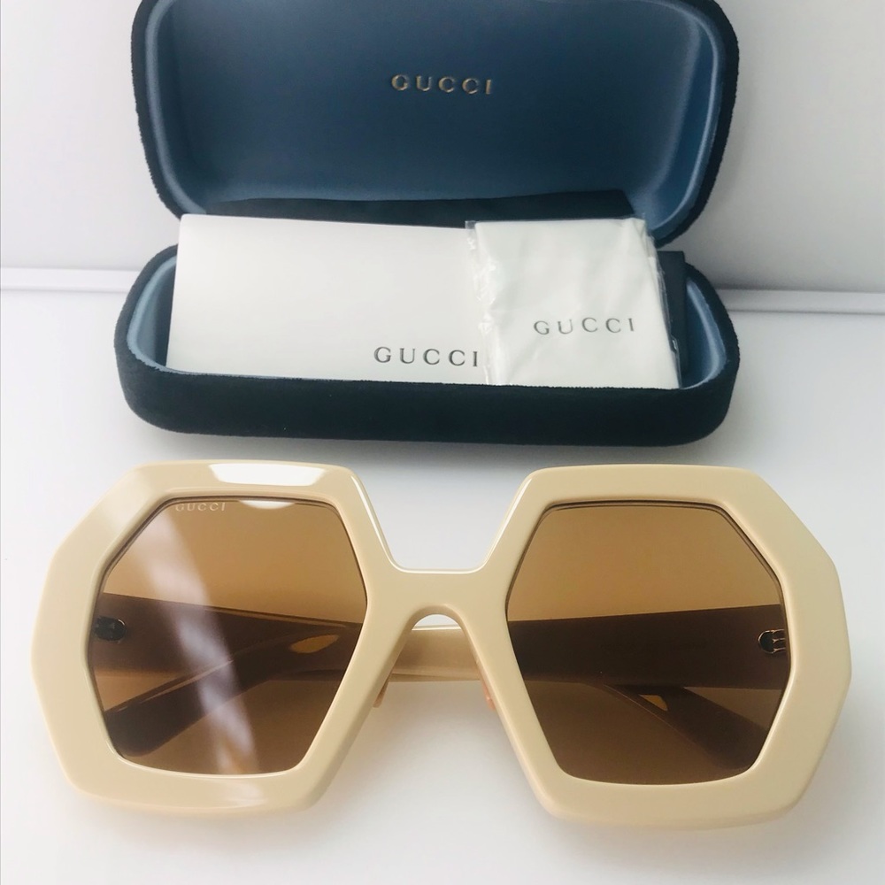Gucci Ivory / Brown Gg0772s - 002 Oversized Billie Eilish Sunglasses - Picture 12 of 15